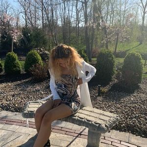 SET White Cover Up with Swirly Dress